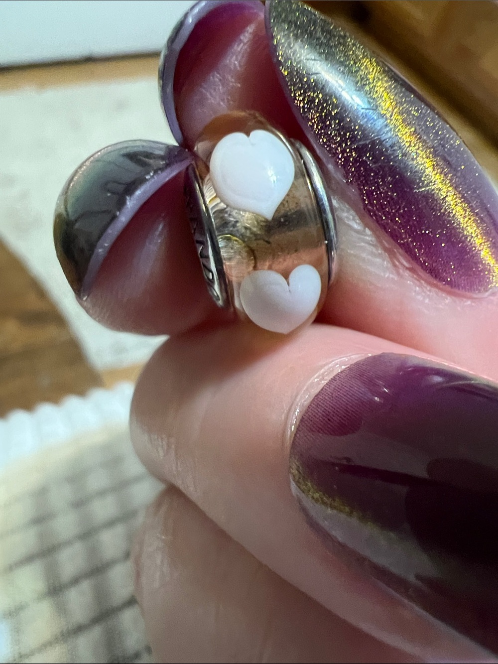 Pandora Clear Glass Bead with White Floral Accents - Picture 3 of 4